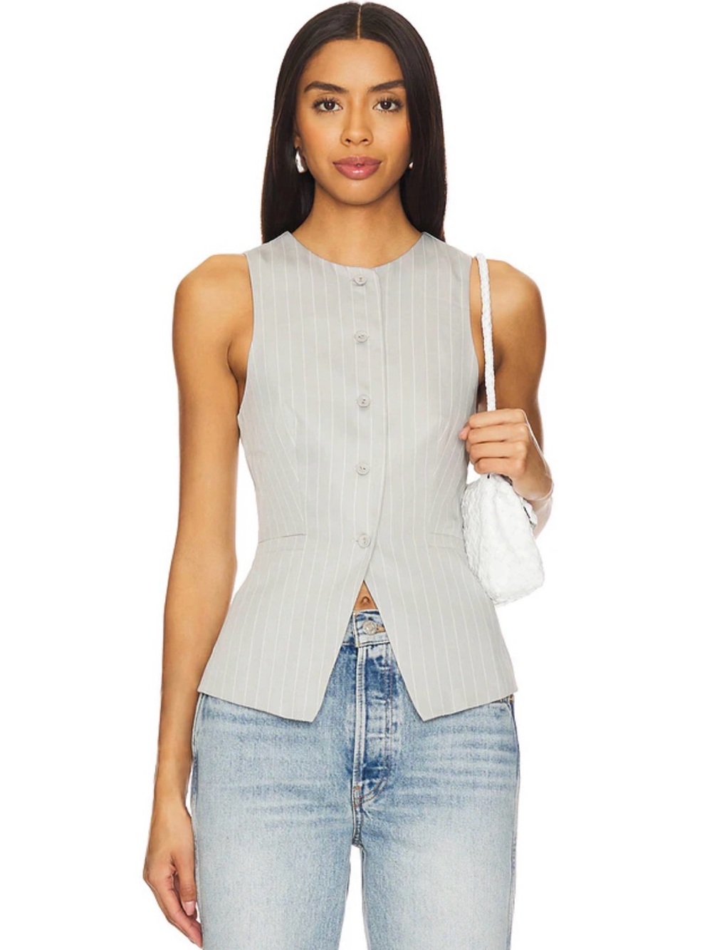 Jianna Vest in Grey & White by All The Ways